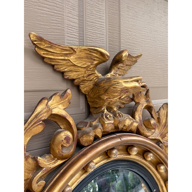 Antique 19th Century American Federal Giltwood Eagle Bullseye Convex Mirror For Sale - Image 12 of 13
