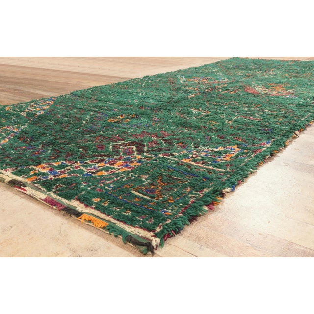 Green Vintage Beni MGuild Moroccan Rug, 06'09 X 15'08 For Sale - Image 8 of 10
