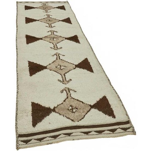 Textile Beige Bohemian Runner Rug For Sale - Image 7 of 7