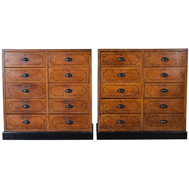 19th Century Pair of English Painted Pine File Drawers For Sale - Image 10 of 10