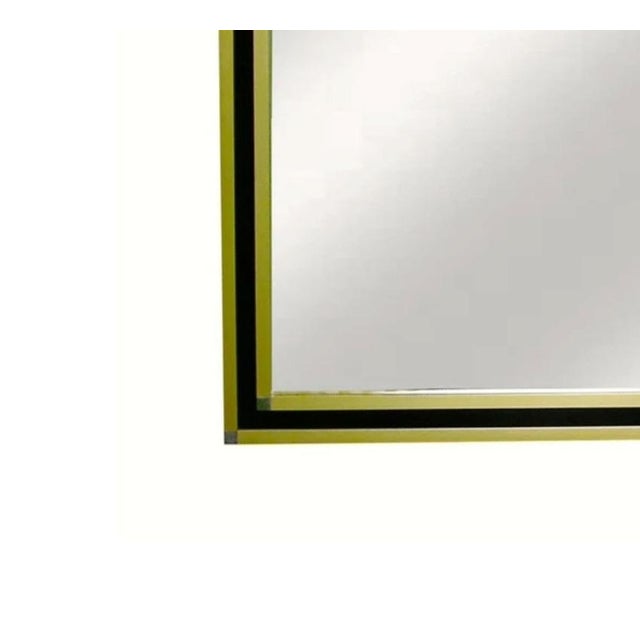 Mario Sabot Mario Sabot Mid-Century Modern Italian Art Deco Style Brass Framed Wall Mirror For Sale - Image 4 of 12