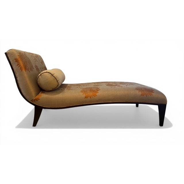 Traditional Transitional Silk Damask Chaise or Reamier For Sale - Image 3 of 11