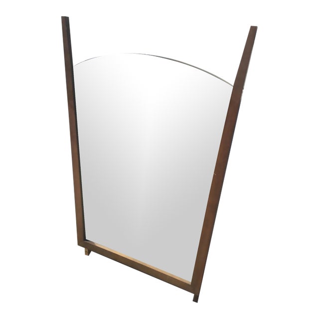 Mid Century Modern Walnut Wall Mirror - Vintage Boho Entryway Decor For Sale