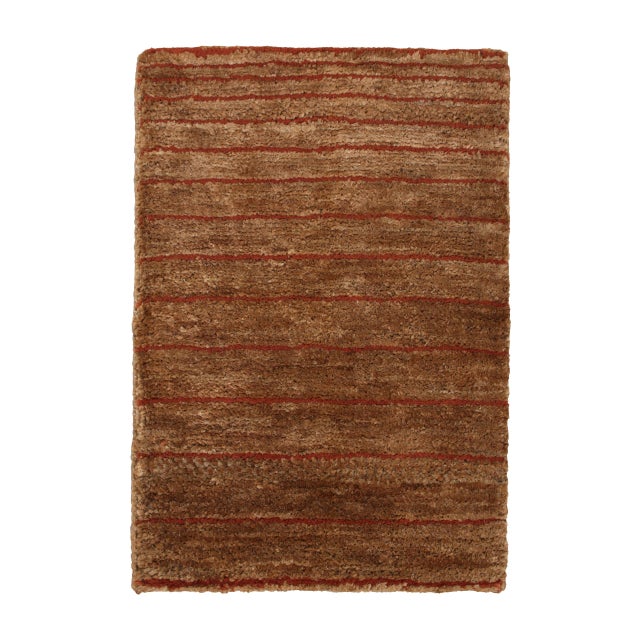 Rug & Kilim's Modern Textural Rug in Brown and Red With Striped Design For Sale In New York - Image 6 of 7