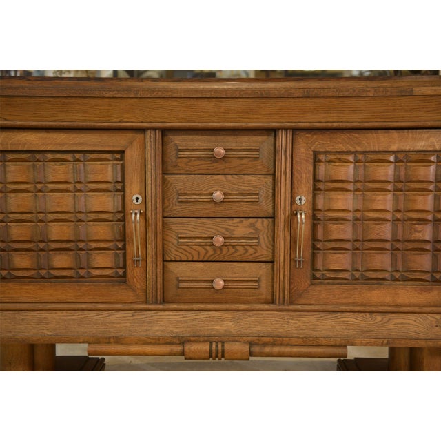 Brutalist Brutalist Oak Sideboard in the Style of Charles Dudouyt, 1950s For Sale - Image 3 of 14