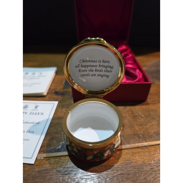 Halcyon Days 2019 Christmas Enamel Box With Certificate in Red Gift Box For Sale In Cleveland - Image 6 of 6