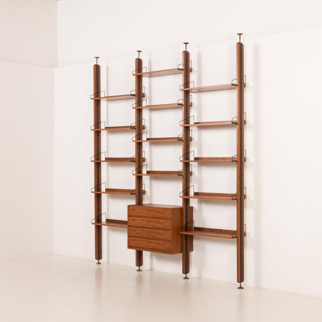 Mid-Century Modern Italian Teak Wall Unit, 1960s For Sale - Image 4 of 16