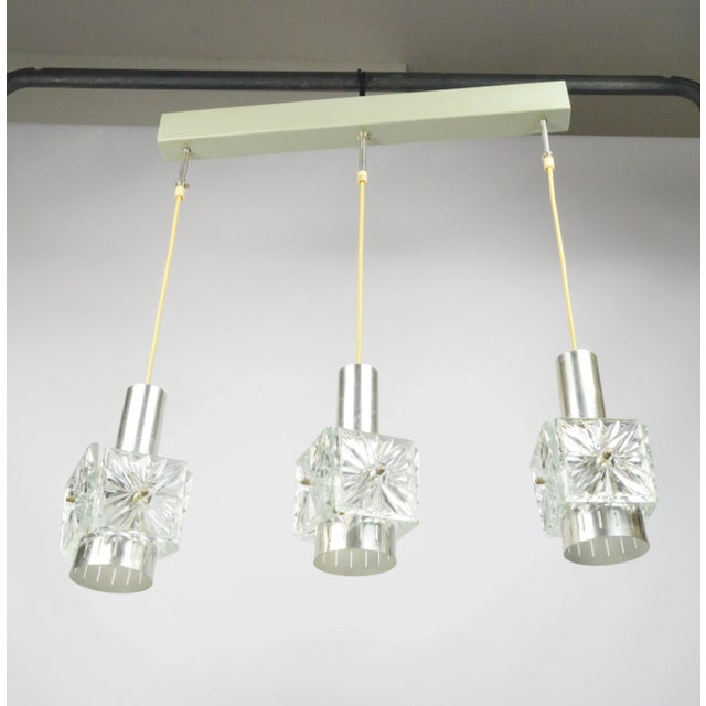 Glass & Metal Hanging Lamp, 1970s For Sale - Image 3 of 9