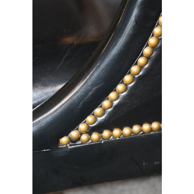 20th C Pair French Directoire Style Ebonized and Gilt Ramshead Club Chairs For Sale - Image 13 of 13
