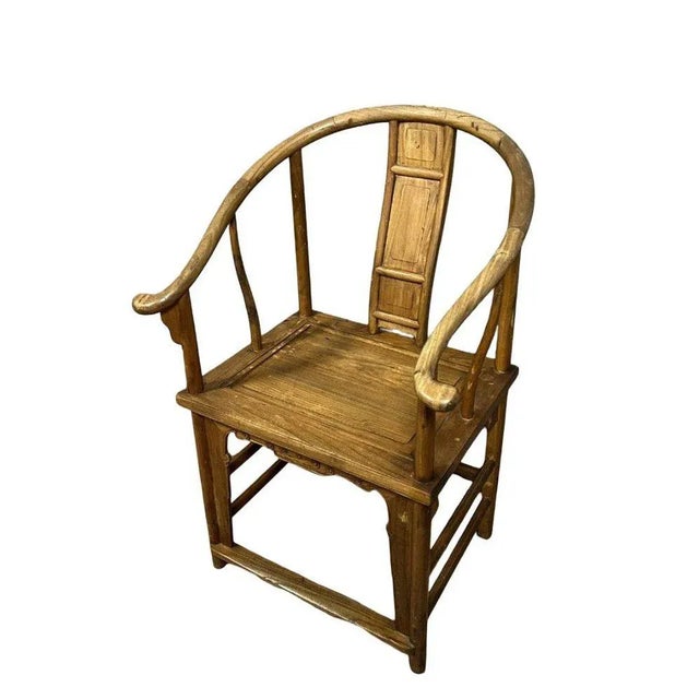 Ming Style Armchair in Natural Wood For Sale - Image 4 of 7