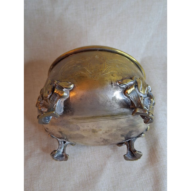 Antique 19th Century Brass Etrog Box Engraved Sukkot Citron Footed Judaica For Sale - Image 12 of 18