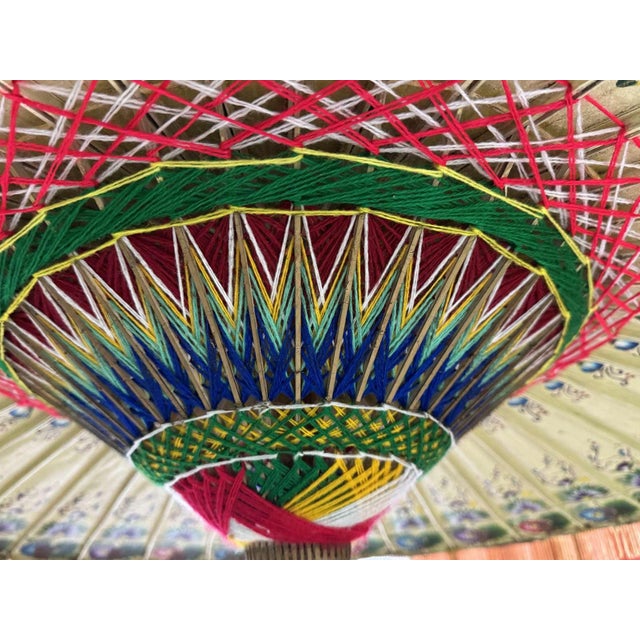 Indonesian Parasol in Wallpaper, Wood and Wool, 1950s For Sale - Image 16 of 18