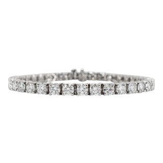 14k White Gold 4-Prong 11.41ct Lab Grown Round Diamond Classic Tennis Bracelet For Sale