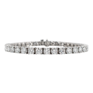14k White Gold 4-Prong 11.41ct Lab Grown Round Diamond Classic Tennis Bracelet