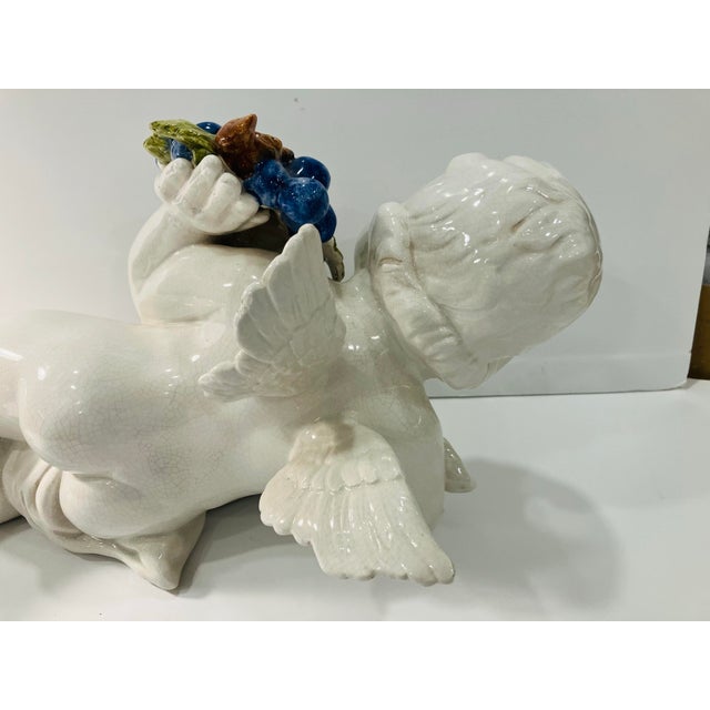 Italian Ceramic Putti With Grapes For Sale - Image 4 of 6