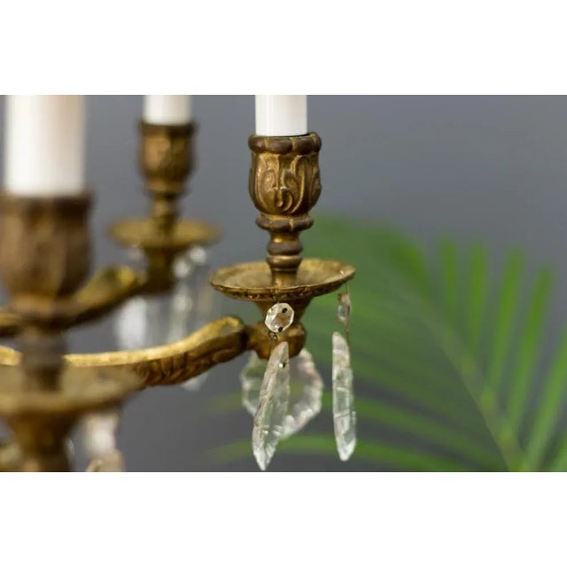 French Louis XVI Style Bronze and Crystal Eight-Light Chandelier For Sale - Image 9 of 18