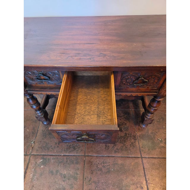 Carved Spanish Console in Renaissance Gothic Style Sideboard Server For Sale In San Diego - Image 6 of 10