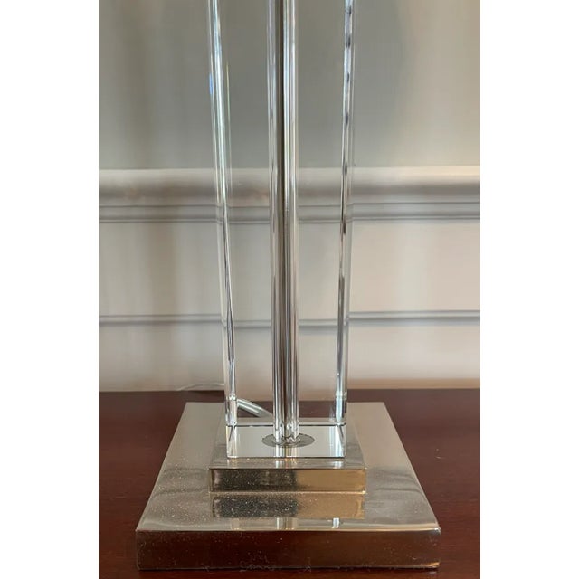 Contemporary Pottery Barn Crystal Glass Column Tall Table Lamp For Sale - Image 3 of 9
