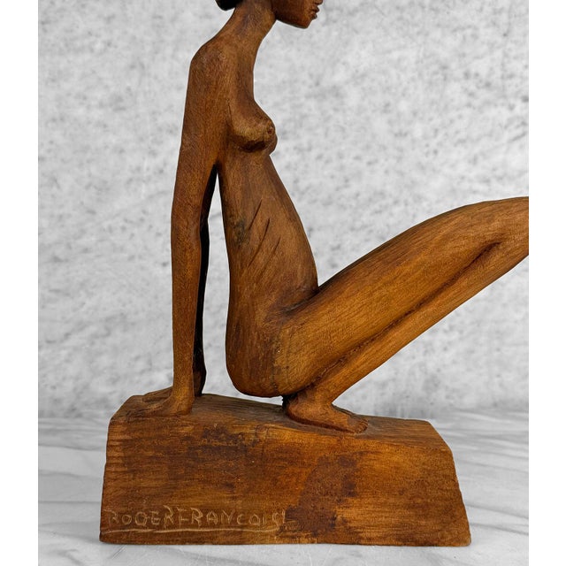 Wood Vintage Abstract Nude Haitian Women Wood Sculpture by Roger Francois For Sale - Image 7 of 8