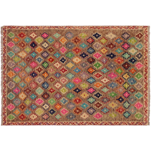Boho Chic Balochi Brown/Beige Wool Rug - 3'3''x5'1'' For Sale - Image 10 of 11