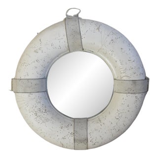 Vintage Nautical Beach House Ocean Boat Life Preserver Mirror For Sale