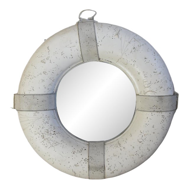 Vintage Nautical Beach House Ocean Boat Life Preserver Mirror For Sale