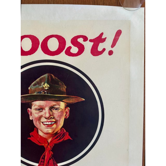 American 1910s Boost! Boy Scout Week Original 1919 Boy Scout Promotional Poster Norman Rockwell Art 21 X 27.5” For Sale - Image 3 of 5