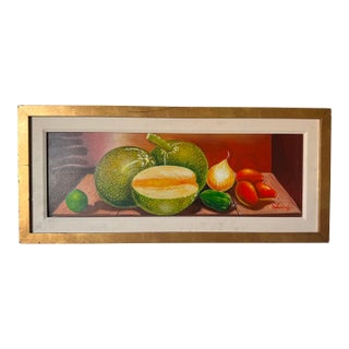 Vintage Still Life With Fruits – Oil on Canvas Painting by Emile Louisius For Sale