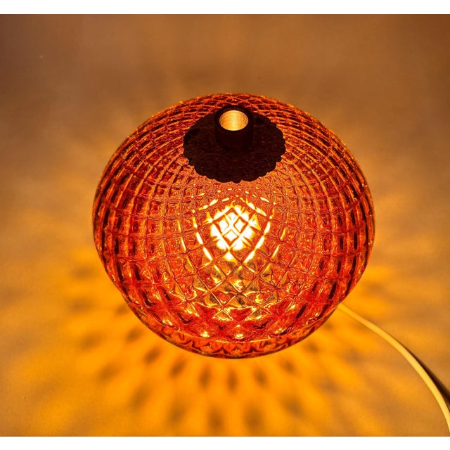 1960s Glass and Brass Table Lamp from Jablonec Glassworks, Former Czechoslovakia, 1960s For Sale - Image 5 of 11