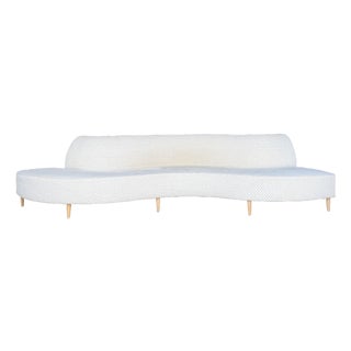 Custom Curved Mid Century Sofa For Sale
