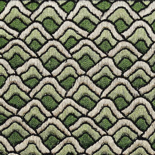 Contemporary Sample - Schumacher Sunrise Embroidery Tape in Emerald For Sale - Image 3 of 4