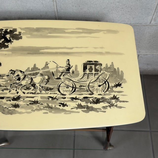 Vintage Coffee Table in Wood and Brass, 1960s For Sale - Image 9 of 15
