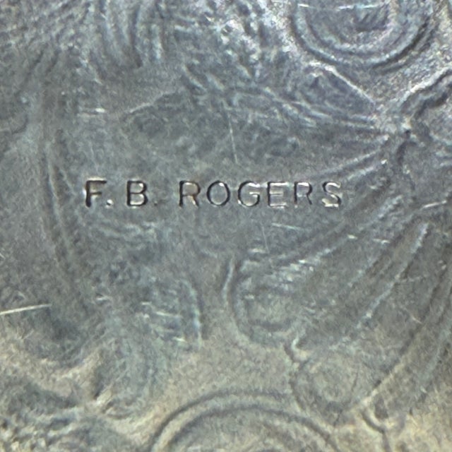 Silver Vintage f.b. Rogers Silver Plate Engraved Floral Gallery Tray 13” For Sale - Image 8 of 14
