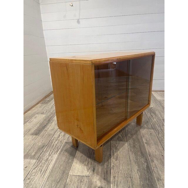 Vintage Retro Sideboard by Novy Domov with Glass Sliding Doors, 1970 In supurb condition Dims: H= 76 cm W= 89 cm D= 41 cm