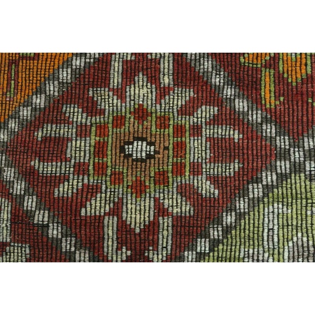 Vintage Turkish Embroidered Kilim Rug - 79" X 113" For Sale - Image 9 of 13