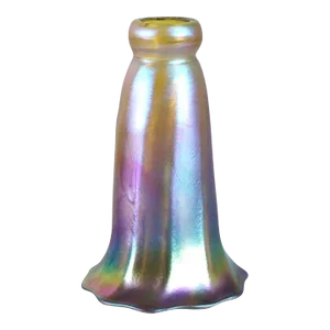 American Quezal Art Nouveau Glass Iridescent Gold Lily Lamp Shade