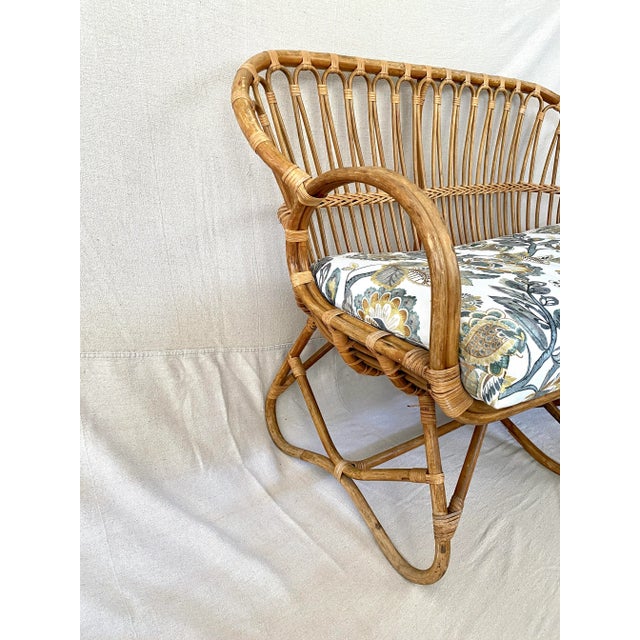 Mid 20th Century Mid-Century French Bamboo & Rattan Settee Bench For Sale - Image 5 of 9