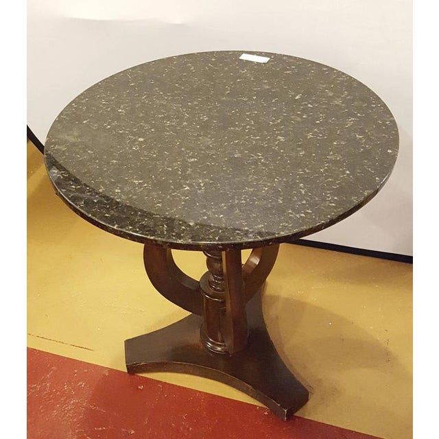 Pair of Black Marble-Top Ebonized Side or End Tables With ...