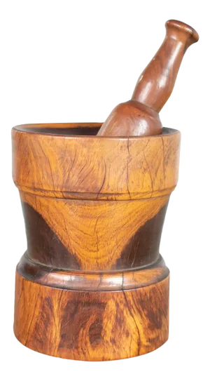 Vintage Mid-Century Modern Hand Turned Wood Mortar and Pestle 1950
