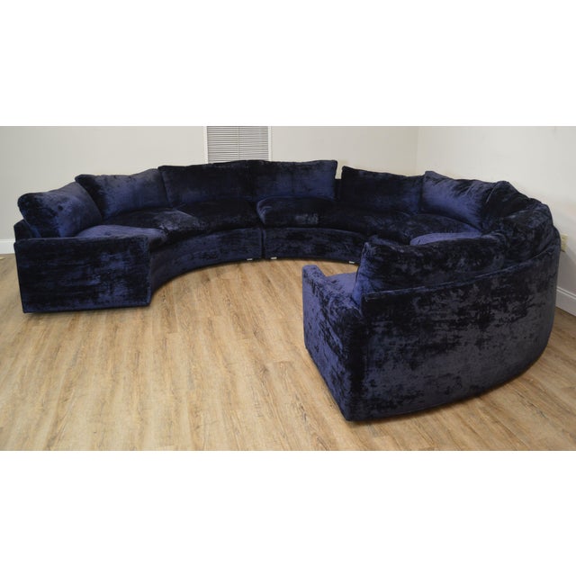 Mid Century Modern Blue Curved Circular Sectional Sofa Chairish