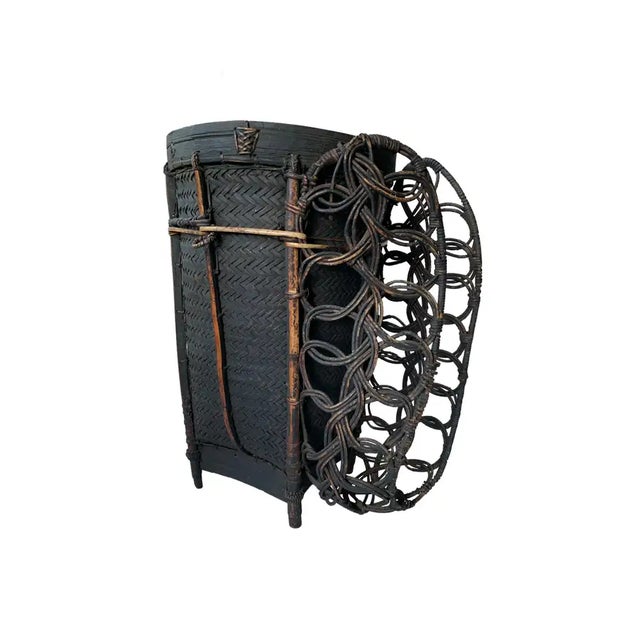 Contemporary Vintage Rattan Basket Dayak Tribe Hand-Woven From Kalimantan, Borneo For Sale - Image 3 of 6