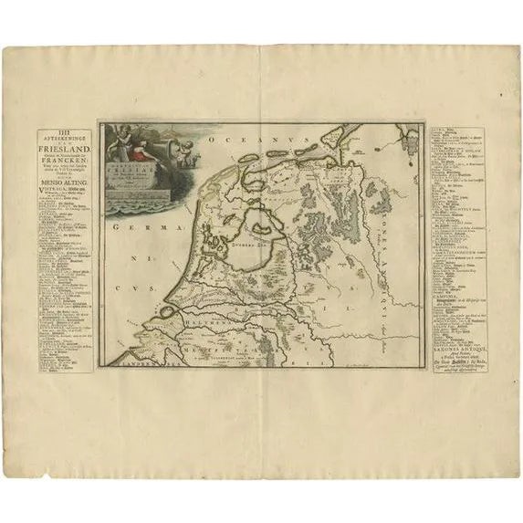 Antique Map of Franks Friesland, 1718 For Sale