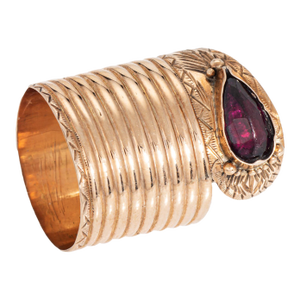 Antique Victorian Extra Wide Snake Ring 14k Rose Gold Garnet Sz 7 Fine Jewelry
