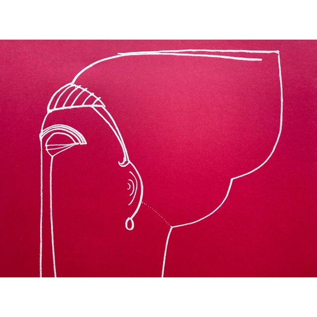Amedeo Clemente Modigliani Amadeo Modigliani Vintage 1990's Extra Large Fine Art Silkscreen Serigraph Print " Testa Di Profilo " 1911 For Sale - Image 4 of 9