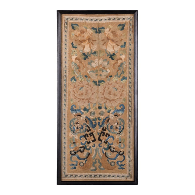 Chinese Silk Embroidered Panel, Qing, 19th Century For Sale