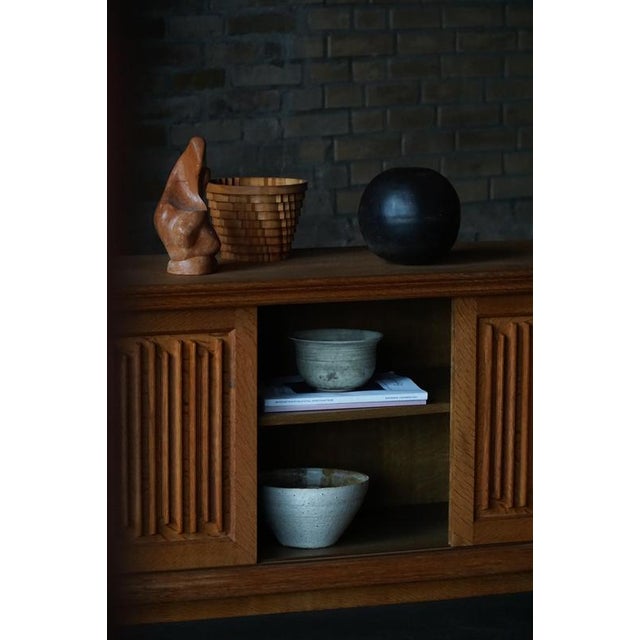 Wood Vintage Low Sideboard in Oak, 1960s For Sale - Image 7 of 18