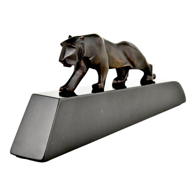 Art Deco Panther Sculpture, 1925, Bronze on Marble Base For Sale - Image 4 of 12