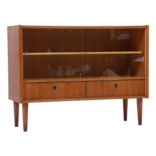 Vintage Chest of Drawers with Glass Sliding Doors, 1960s For Sale