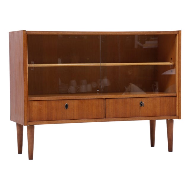 Vintage Chest of Drawers with Glass Sliding Doors, 1960s For Sale