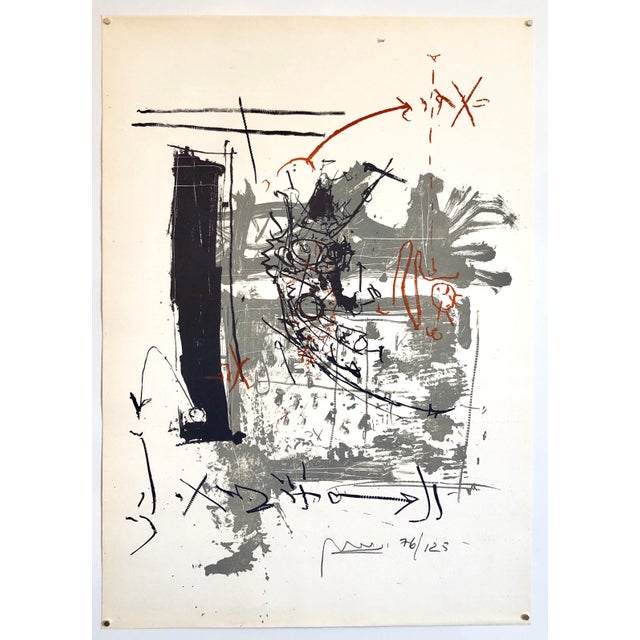 1950s Igael Tumarkin, Israeli Tumarkin Abstract Modernist Graffiti Art Lithograph Print "Broken Hour", c.1959 For Sale - Image 5 of 5